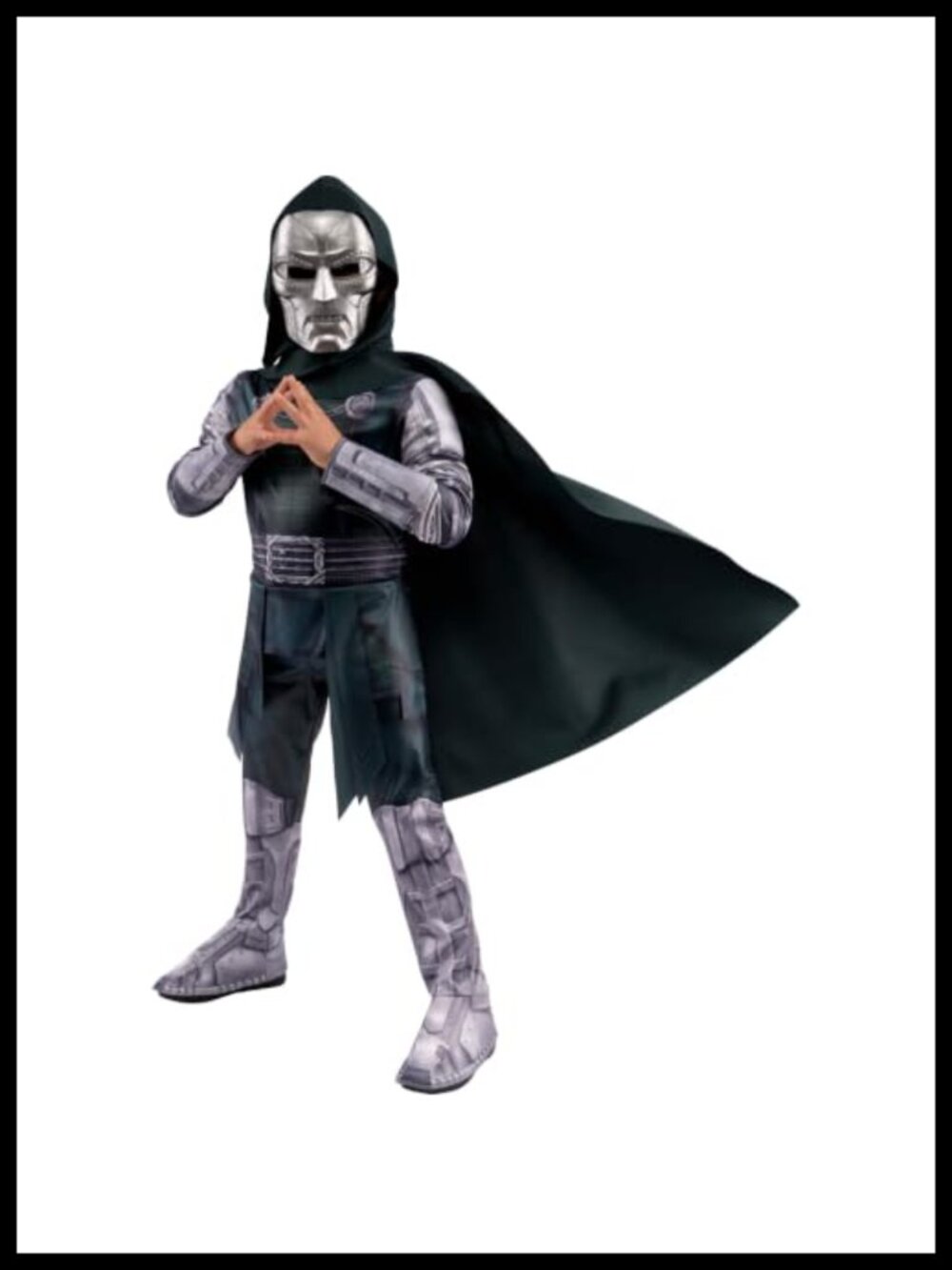 Youth Doctor Doom Halloween Costume Padded Jumpsuit Cape Mask